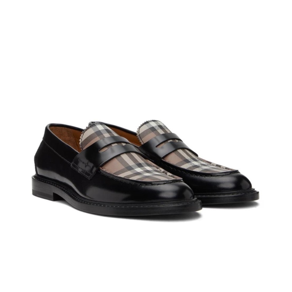 Burberry Women’s Shane Check Leather Panel Penny Loafer Flats - NWT